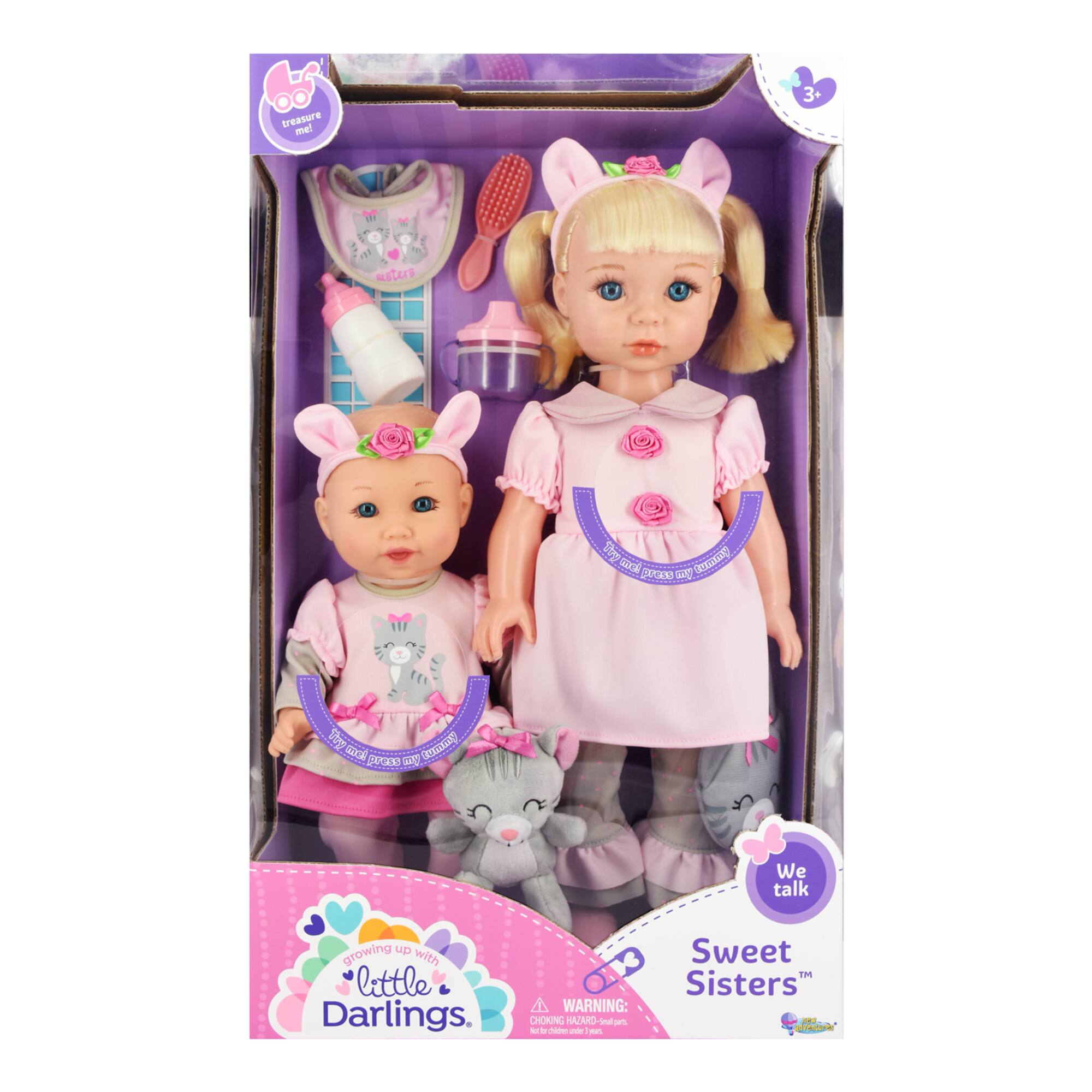 Little Darlings Sweet Sisters With 18" Big Sister & 12" Baby Sister